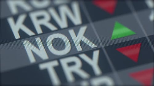 Scrolling Digital Stock Market Data with Currency Exchange Rates