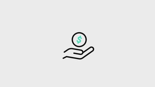 Flat Design Animated Hand Holding Dollar Coin Icon