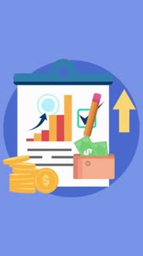 2D Cartoon Finance Report On Blue On Vertical