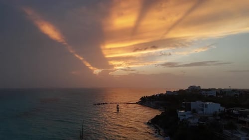 Sunset Over The Caribbean Sea In Cancún