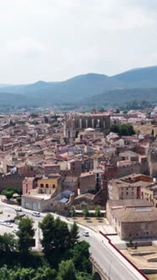 Scenic Aerial View of Montblanc Medieval Town in Spain