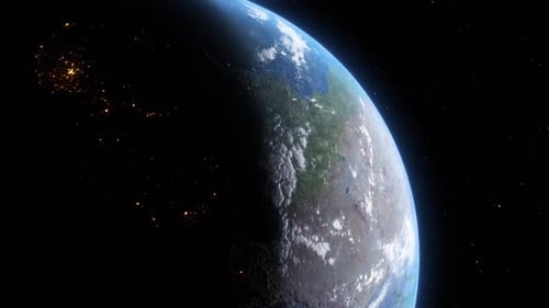 Realistic Planet Earth Rotating with Visible Day and Night Sides