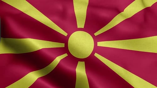 North Macedonia Flag Waving Seamless Loop