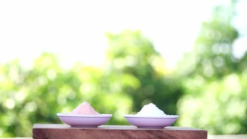 Pink and White Powder in Small Dishes