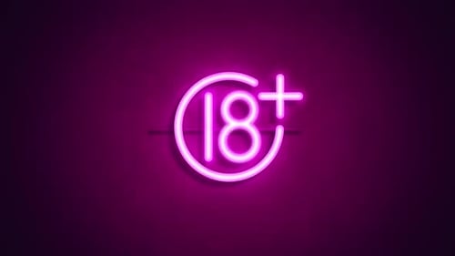 Neon 18 Plus Sign Animation Flickering On