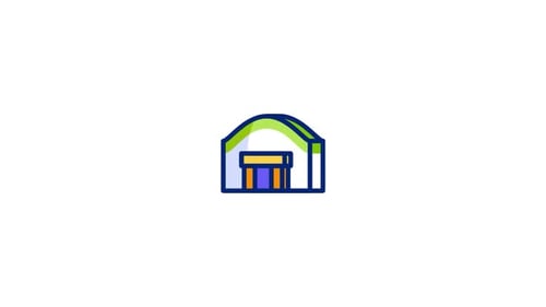 Flat Design Building Icon Reveal Animation