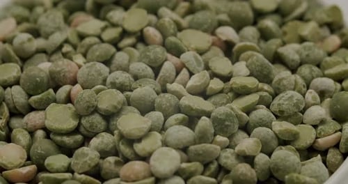 Green Dried Split Peas Rotating Slowly
