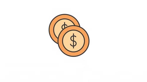 Animated Two Dollar Coins Flat Design Icon
