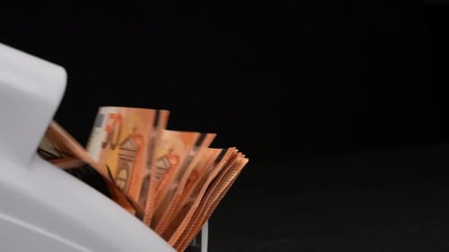 Money Counter Machine Processing Euro Currency