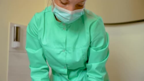 Portrait Face of a Woman Doctor While Working in Medical Office at Hospital Laboratory