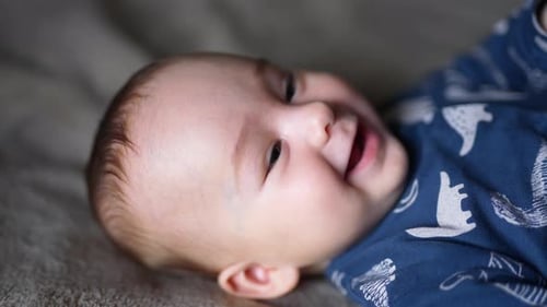 Beautiful healthy face of an adorable Caucasian kid.