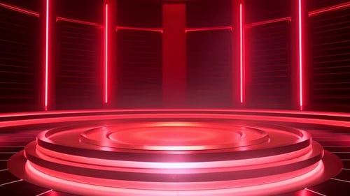 Futuristic Red Stage Podium Virtual Studio Background