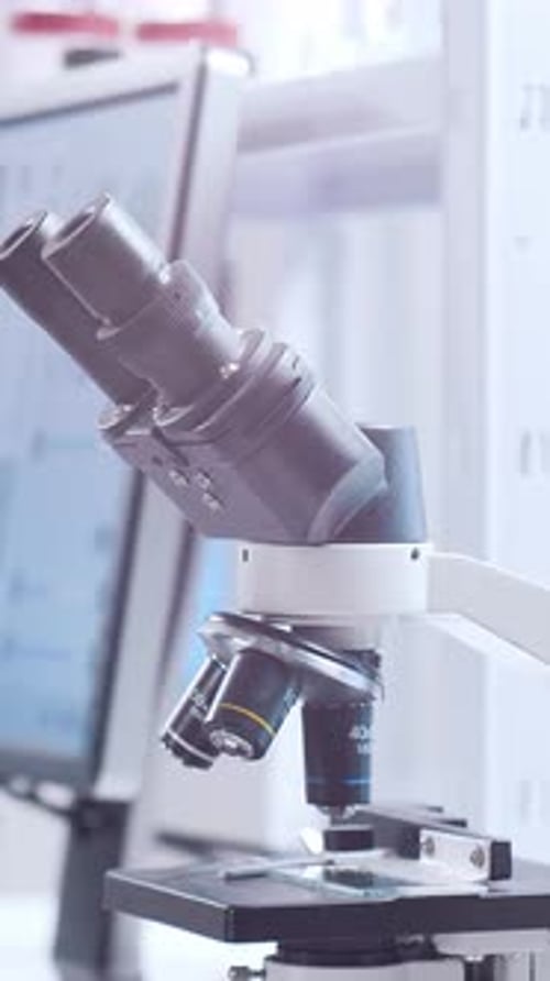 Microscope Close-up in a Lab, Scientific Research
