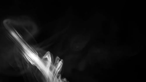 Swirling White Smoke on Black Background, Close-Up
