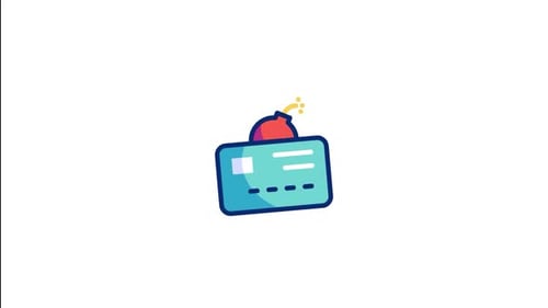 Animated Credit Card Transaction Security Icon Flat Design