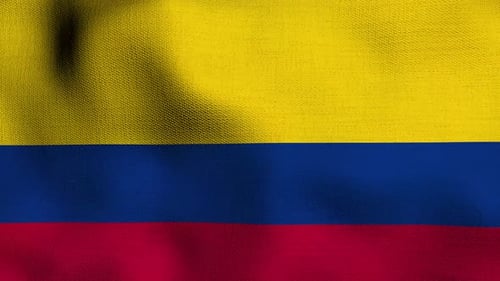 Animated realistic national flag realistic waving in the wind. The flag of colombia,