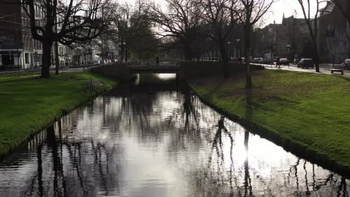 Establishing shot winter in Rotterdam Holland Netherlands