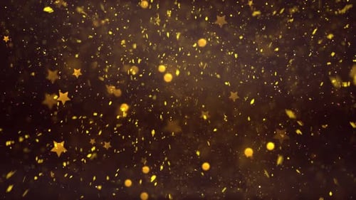 Golden Glowing Particles and Stars Falling Celebration Background