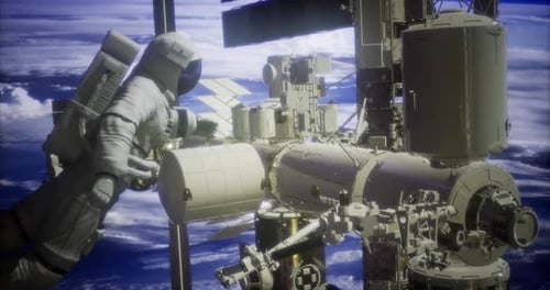 Astronaut Conducts Maintenance on the International Space Station Outside
