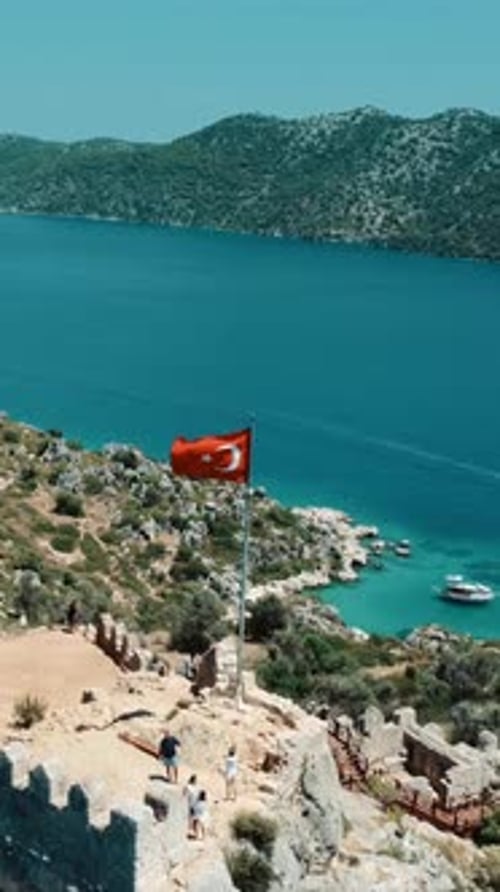 Scenic Aerial View of Ancient Castle in Turkey