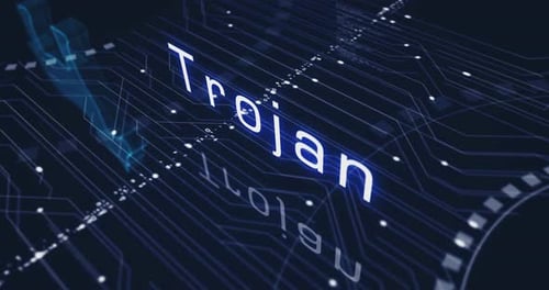 Virus de Troie, symboles de cybercriminalité, concept de cybercriminalité en boucle