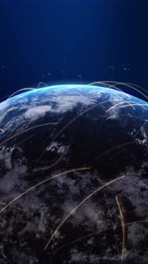 Futuristic Global Network Connections on Rotating Earth