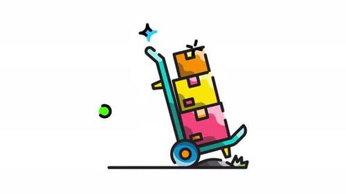 Modern Animated Hand Truck with Stacked Boxes Icon