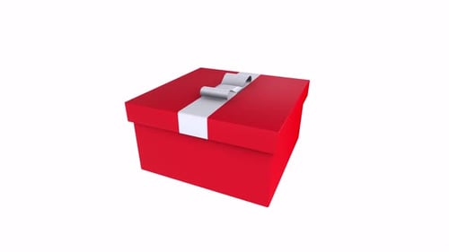 Red Gift Box rotating in loop on white background