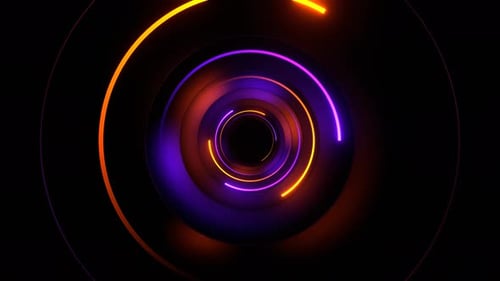 Purple And Orange Neon Spiral Light In Corrugat Background Vj Loop In 4K