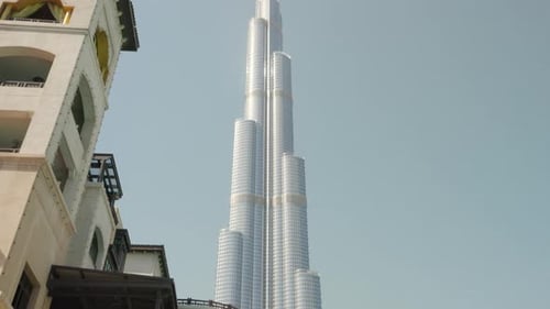 Tilt-up view of Burj Khalifa in Downtown Dubai, Dubai
