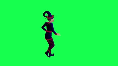 santa's elf dancing salsa in party right angle on green screen