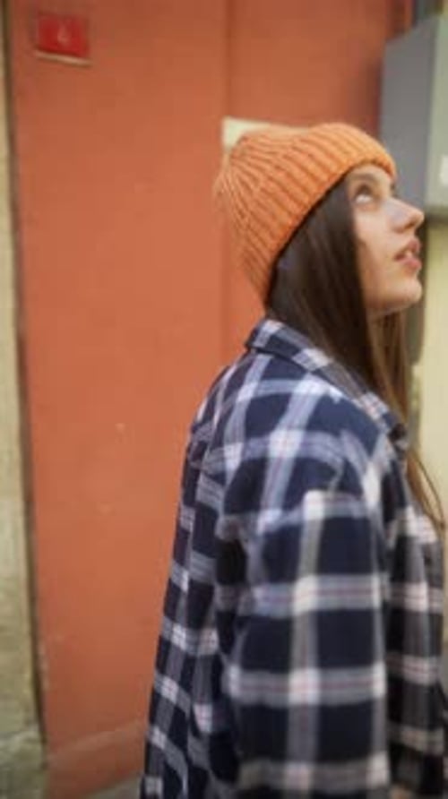 Urban Fashion Statement Set Against a Vibrant and Lively Street Environment Today