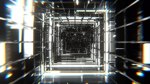 White Mesh Square Neon Portal Background Vj Loop I 4K