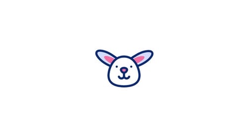 Cute Sketch Rabbit Head Animation with Growing Ears