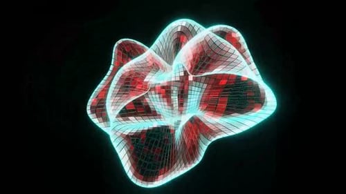 Dynamic Abstract Grid Form Loop with Futuristic Neon Glow