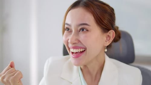 Exciting business meeting celebration office bright cheerful motivation