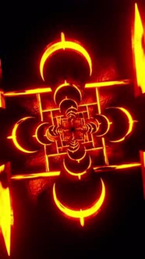 Abstract spinning tunnel with lava color. Looped animation