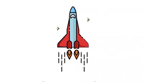 space ship icon animation video for astronaut set , isolated astronomy 2d looped animated