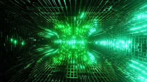 Crystal Rotated Donut With Green Neon Lights Vj Loop Background
