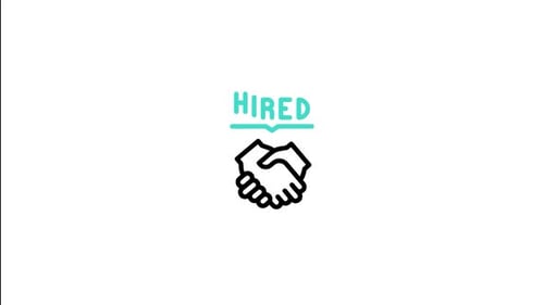 Animated Handshake and Hired Text for Corporate Recruitment