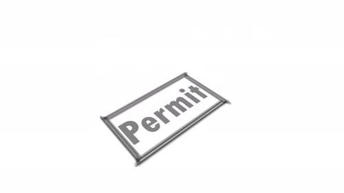 Permit stamp seal text animation on white background. vd_1657