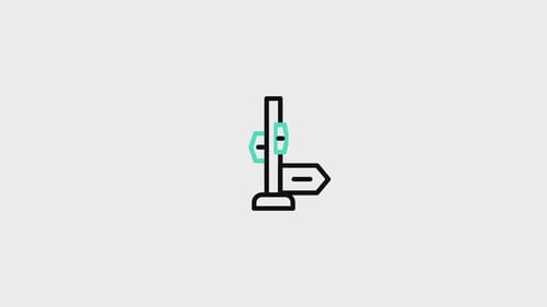 Animated Flat Design Signpost with Direction Arrows