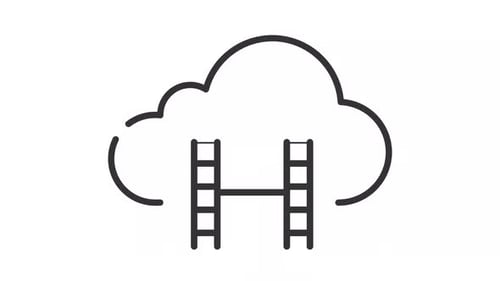 Animación negra lineal simple y delgada del icono de transmisión de vídeo