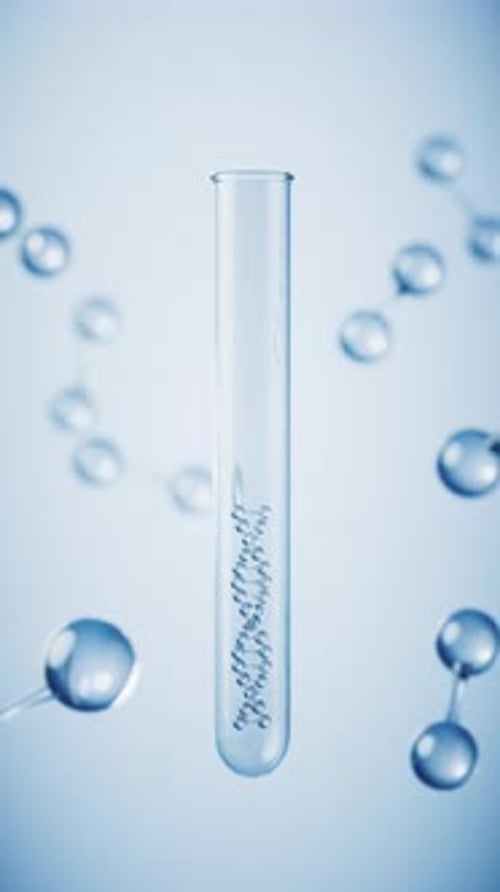 Scientific Test Tube with Bubbles and Molecular Structures Animation