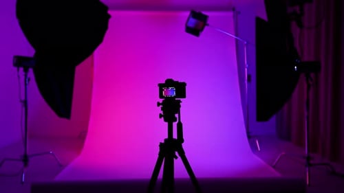 Professional Studio for Photo Video Production Filming with Modern Lighting Equipment Large