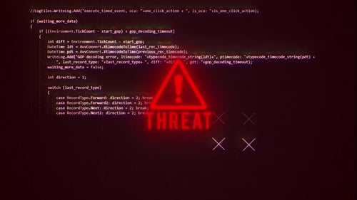 Glitched Digital Threat Warning Code Animation