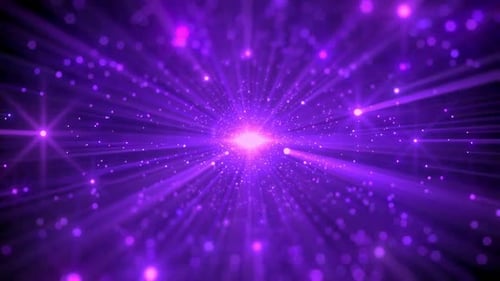 Abstract Purple Light Tunnel with Sparkling Neon Particles