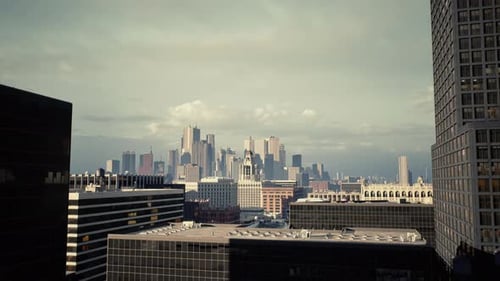 Crowded City Environment Filmed From Above Showing Lively Activity Everywhere
