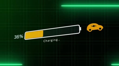 Electric Vehicle Battery Charging Progress Bar Animation