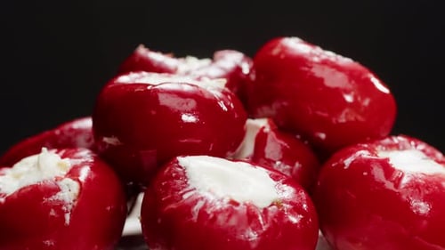 Stuffed Pepper with Cheese Italian or Spanish Restaurant with Traditional Tapas Food Spanish Cuisine